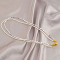 Franse vintage dubbellaagse ketting met parels, zilveren blokjes en hart magnetische sluiting - Dubbellaagse verpletterde zilveren ketting met magnetisch hart