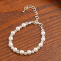 French vintage pearl bracelet with sparkling pavé diamond beads and silver clasp - Pearl Bracelet