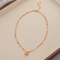 Colorful crystal beaded necklace with butterfly pendant and adjustable gold clasp - New Chinese Butterfly Beaded Necklace
