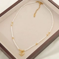 Elegante roestvrijstalen kralenketting met hartvormige hanger op zijde - Hart Schelp Kralen Ketting