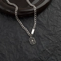 Collana in acciaio al titanio argento con doppi ciondoli e motivo a stella fortunata - Collana con Targhetta con Lettera