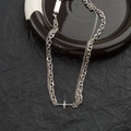 Collana a doppio strato in acciaio al titanio con ciondolo a stella croce in argento - Catena con Stella di Strass