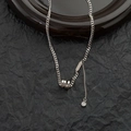 Collana a catena cubana argento con ciondolo a tre anelli e targhetta fatta a mano - Collana con Nappa a Cilindro