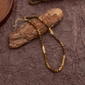 Vintage tijgeroog kralenketting met gouden afstandhouders op natuurlijke houtbasis - Tijgeroog Patchwork Ketting