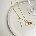 Asymmetrische gouden ketting met dollarteken en Snoopy-hanger voor dames - Pony Geld Parelmoer Ketting