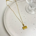 Gouden titanium stalen ketting met koffer hanger voorzien van een 福 karakter - Fu-teken Langleven Slot Ketting