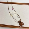 Bruine pluche beer lange halsketting met lederen hanger en hartbedeltje - Bear Braided Rope Necklace