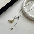 Collana a croissant regolabile con ciondolo dorato e catena d'argento elegante - Oro