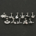 11pcs set of silver steel cartilage studs with moon bee and heart zircon designs - Gecko Style (1#) / Silver
