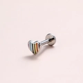 Piercing labret a cuore con strisce arcobaleno in acciaio inossidabile lucido per orecchio - Cuore Argento
