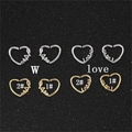 Macro di orecchini a cuore in oro e argento con incisione love e design a linee di impulsi - Stile Battito Cardiaco (1#W) / Argento