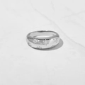 Detailed close-up of polished silver star ring with inlaid crystals on marble - US 6 / Silver