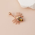 Halloween Spinnen-Bauchnabelpiercing in Roségold mit schillernden Regenbogen-Kristallen - Roségold