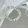 Bracelet en perles de cristal coloré avec gemmes roses, bleues, jaunes et argentées - Cristal Coloré