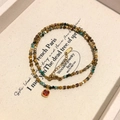 Boho meerlaagse kralenketting met turkoois en rode vierkante edelsteen hanger voor dames - Natuursteen Gekleurde Kralen Stijl