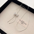 Silver bow pendant necklace with clear zircon stones on a fine snake chain - Bowknot Pull Style