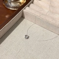Invisible fishline necklace featuring a sparkling round zircon pendant for a floating look - Mermaid Tears Necklace / Solitaire Pendant