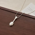 Minimalist silver spoon pendant on a metal bead chain necklace for women - Ball Chain Silver Spoon Necklace