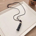 Minimalist ebony wood bamboo joint pendant necklace with golden metal detail - Ebony Hollow Bamboo Joint Necklace (Openable)