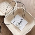Irregular silver heart pendant necklace with black cord in a minimalist gift box - Brushed Silver Heart