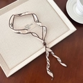 French vintage silk scarf necklace in beige fabric with adjustable brown wooden bead - Mocha Paisley Necklace
