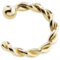 Adjustable golden twisted U-shaped non-piercing nose ring with smooth metal ball ends - Gold