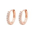 Rose gold S925 sterling silver hoop earrings with shimmering micro-pave cubic zirconia - 6mm / White Zircon Style / Rose Gold
