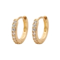 Classic gold S925 sterling silver hoop earrings with micro-pave cubic zirconia stones - 9mm / White Zircon Style / Gold