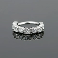Silver ring with princess cut cubic zirconia and milgrain edge on dark mirror base - Silver