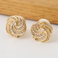Elegant gold swirling flower ear clips with zircon inlay and soft rubber pads - Spiral Vortex Clip-on / Gold