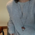 Silver vintage stainless steel heart necklace with dark wood pendant and wire wrap - Stainless Steel Chain Coffee Wrapped Heart