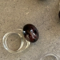 Anillo de resina transparente con un gran cabujón de piedra ovalada rojo pardo - Base Transparente Parte Superior Ovalada / Estilo Leopardo