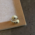 Minimalist silver open ring with light yellow drop-shaped accents and metal studs - White Double Layered Water Drop Style