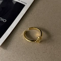 Three-layer gold wrap ring with zircon flower carving and S925 hallmark detail - Single Cross (Gold)