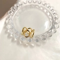 Interlocked geometric gold ring in minimalist hollow design for women daily wear - Multi-Layer Style