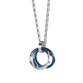 Halskette aus Titanstahl mit ineinandergreifenden Ringen in Silber und Hellblau - Blau (Kreuzkette)