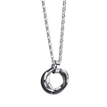 Ineinander verschlungene Dreifach-Ring-Halskette mit silbernen und schwarzen Ringen - Schwarz (Kreuzkette)