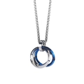 Halskette mit drei ineinandergreifenden Ringen in Silber und Blau mit Box-Kette - Blau (Venezianerkette)