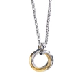 Halskette mit drei ineinandergreifenden Ringen in Gold und Silber und Zirkonia-Öse - Roségold (Venezianerkette)