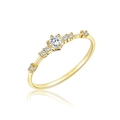 Minimalist gold ring featuring a sparkling round center stone and pave diamond accents - US 6 / Gold