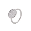 Vintage silver alloy compass ring featuring NESW engraving and hammered texture design - US 6 / Silver