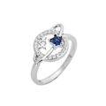 Bague planète en argent S925 avec pierre bleue en étoile et zircons scintillants - US 6 / Blanc