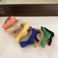 Élastiques à cheveux élégants en tissu côtelé avec nœud et motif smiley en couleurs assorties - Lot de 6 couleurs