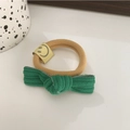 Coletero con lazo de pana verde con banda elástica amarilla y etiqueta de cara sonriente - Verde