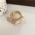 Coletero beige con lazo de pana y banda elástica de alta resistencia para el cabello - Beige