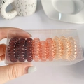 Lot de 9 élastiques à cheveux spirale marron et champagne dans une boîte - Set Dégradé Orange Marron
