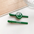 Set de clips para el pelo de metal verde oscuro con patrón de sonrisa y texto Smile - Verde