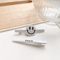 Set de pinzas para el cabello de metal blanco con cara sonriente y texto Smile - Blanco