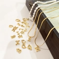 Gouden platte slangenketting van titaniumstaal met initiaal hanger voor dames sieraden - Rijst Zoetwaterparel Halsketting