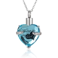 Collier urne cœur Always in my heart avec cristal bleu et chaîne en acier inoxydable - Décembre Bleu Ciel